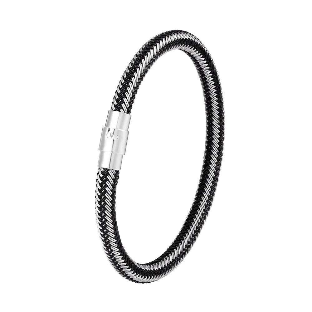 Men's geometric titanium steel wire bracelet with a magnetic clasp