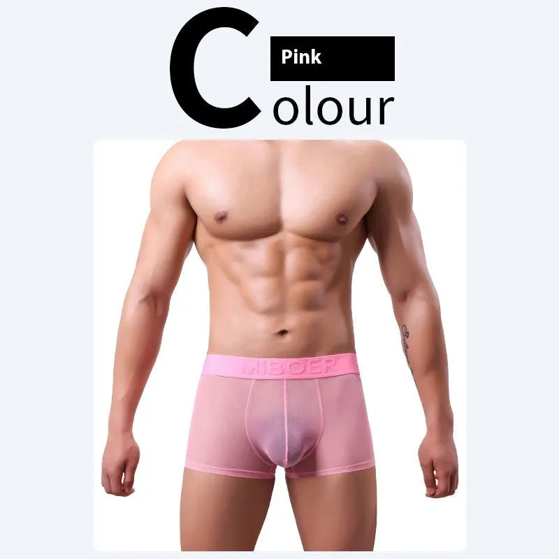 Men's thin breathable boxer shorts in solid colours with quick-drying polyester fabric