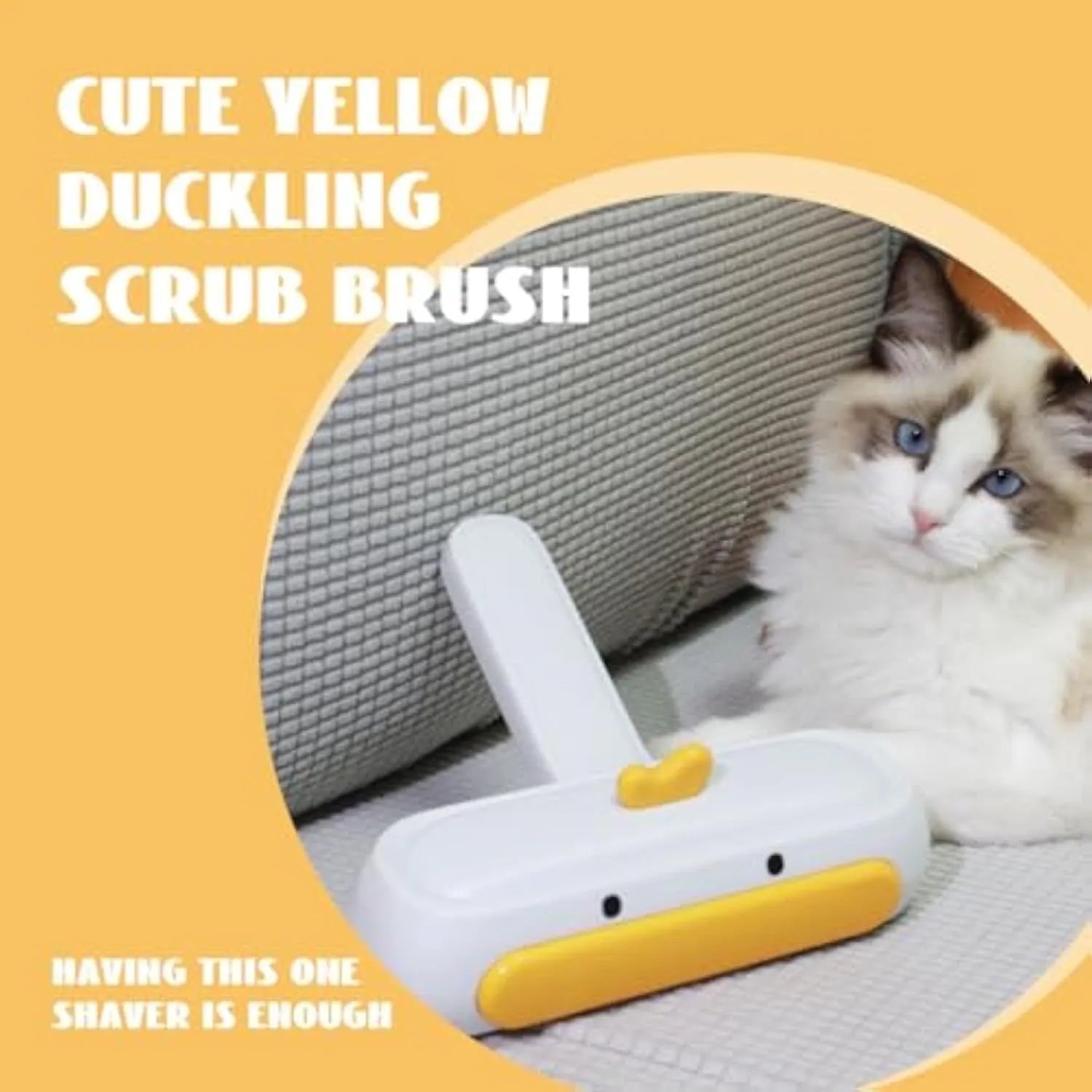 Yellow duck design portable pet hair remover with washable reusable construction