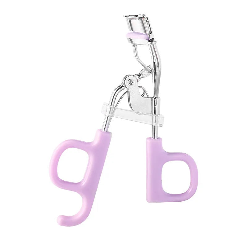 A4 chrome scissor handle eyelash curler with curved tail in assorted colour options.