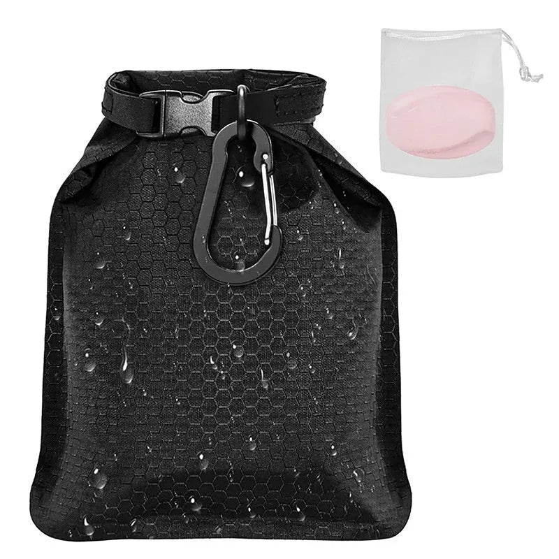 Bubble net soap bag measuring 17cm by 13cm with waterproof leak-proof quick-drying design