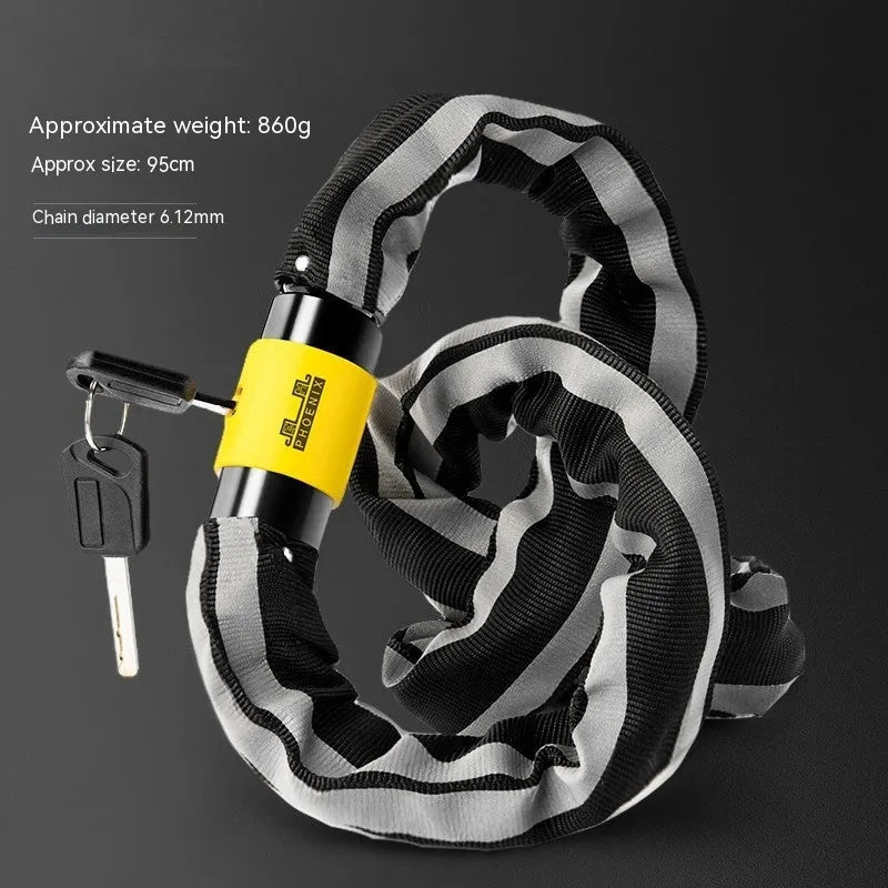 Mountain bike zinc alloy chain lock with anti hydraulic shear mechanism measuring 95cm length