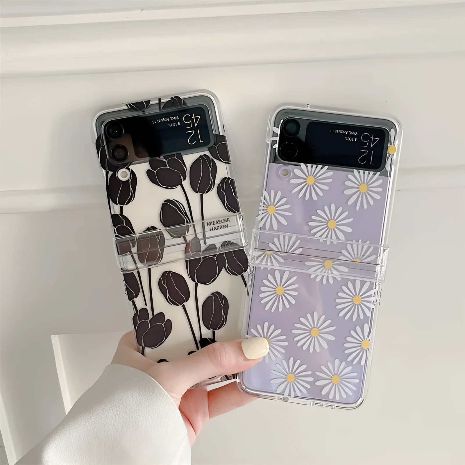 Flower design phone case for Samsung Galaxy Z Flip foldable phone in daisy colour