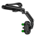 Car mount sun visor with buckle attachment in black or green for rear seat window shading
