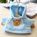 Cloth dog hoodie sweater in grey bear knit pattern, shown in medium 23cm and large 42cm sizes.