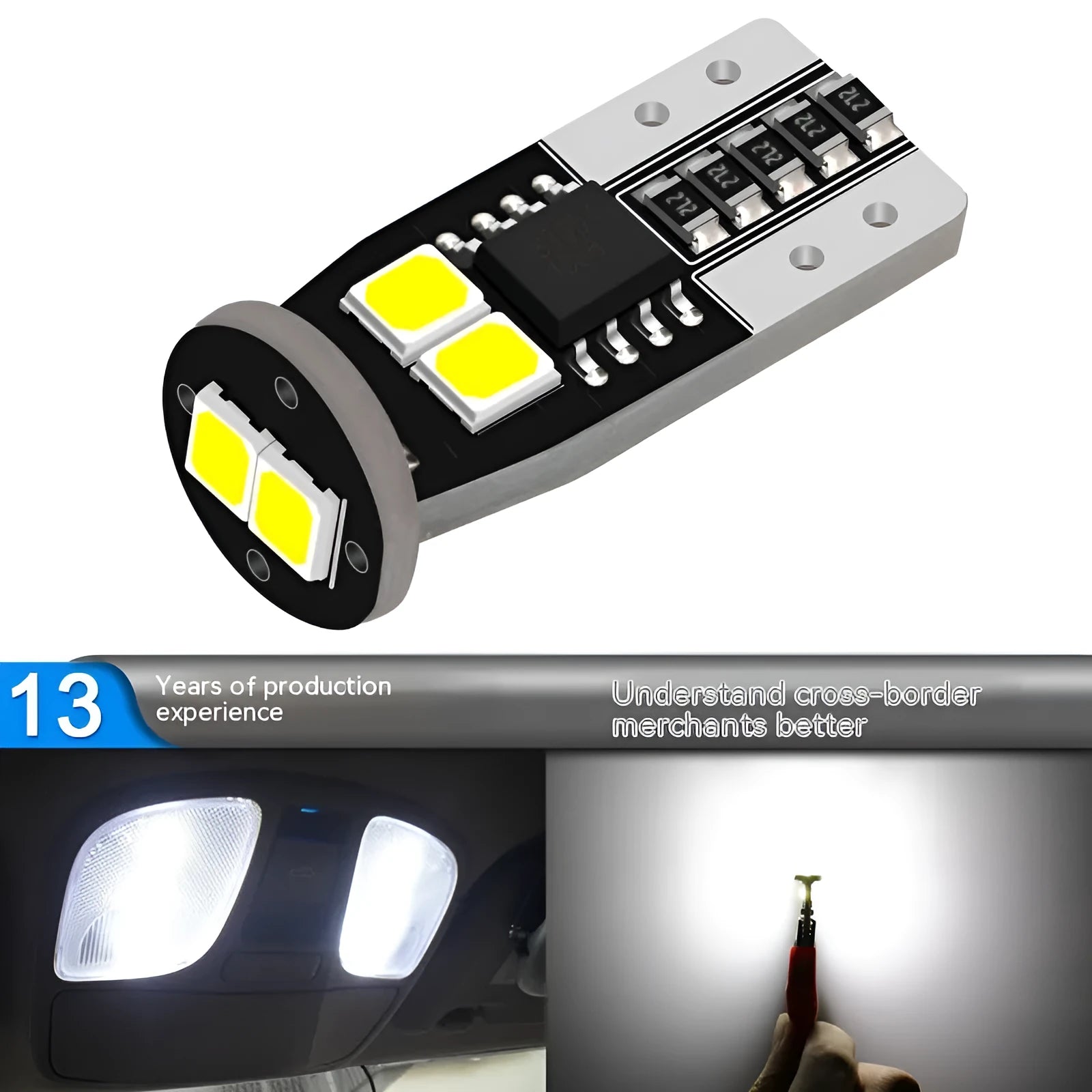Small car licence plate replacement lamp with white light and fibre glass board construction
