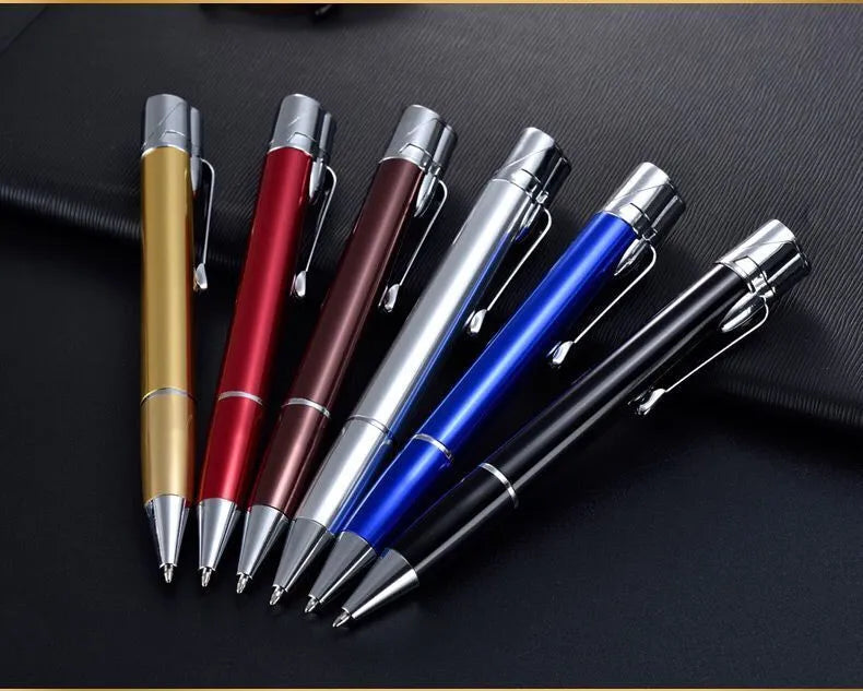 Silver metal windproof jet pen lighter with side ignition and keychain.