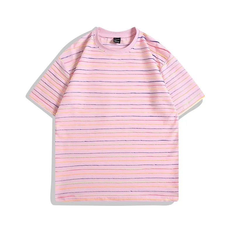 Loose fit half sleeve t-shirt in five colours with round neck collar