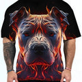 3D digital printed camouflage pattern T-shirt with a dog head animal design on a short sleeve pullover.