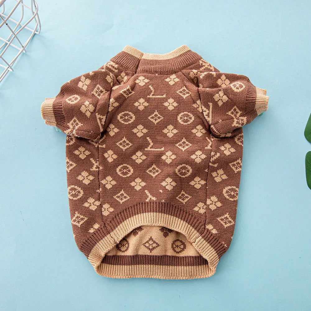 Thick wool dog sweater in autumn winter colours with European American styling