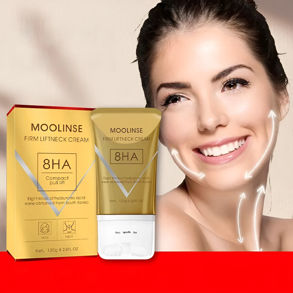 Neck moisturising cream with massage roller applicator for dry skin treatment