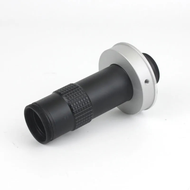 Black industrial camera microscope lens with 0.1-1.3X magnification and 130× digital enlargement