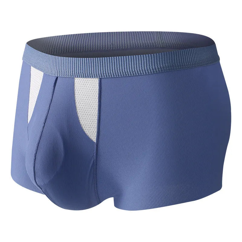 Ice silk double-layer training shorts in various colours showing hole bag design for breathability.