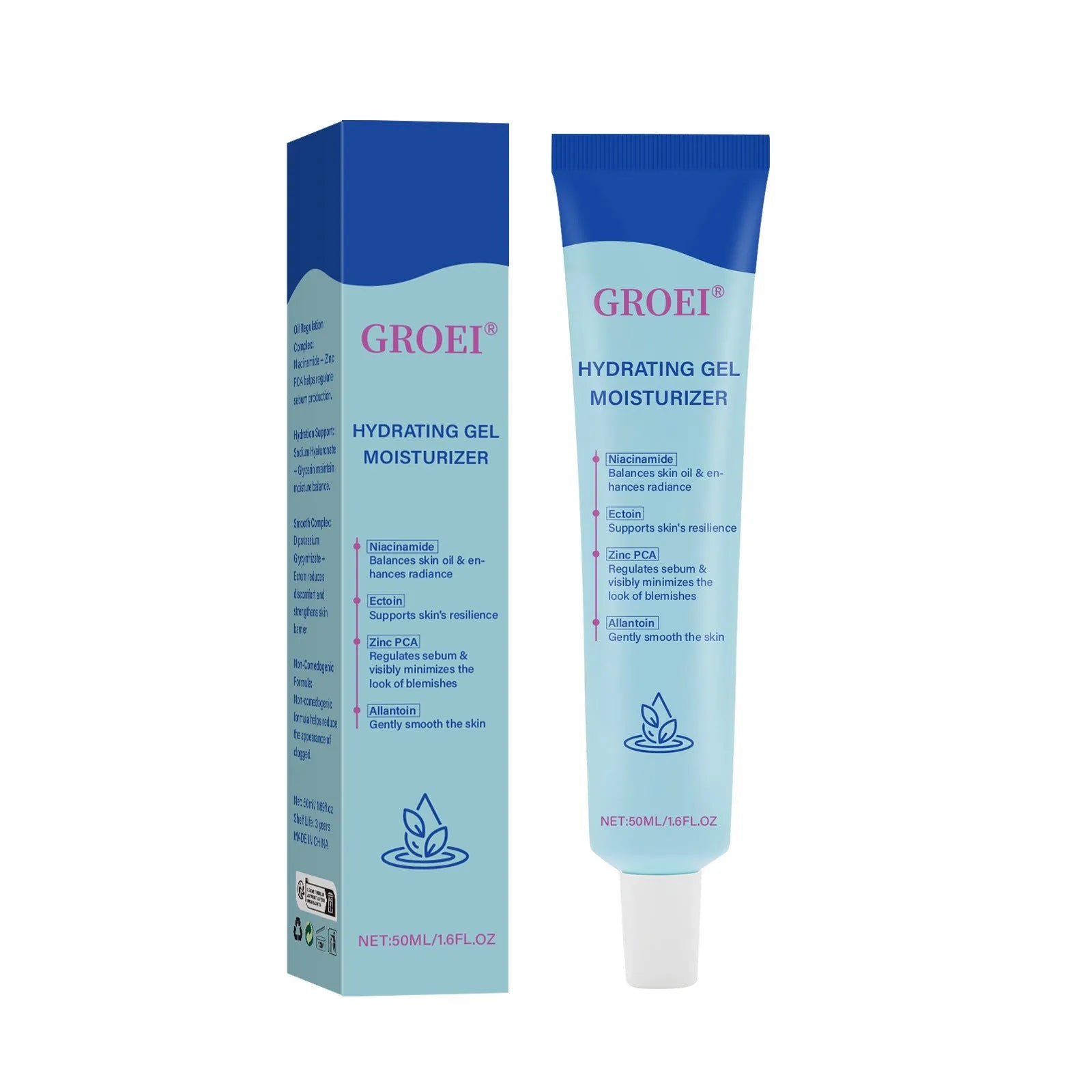 50ml bottle of hyaluronic acid moisturising facial gel for skin hydration