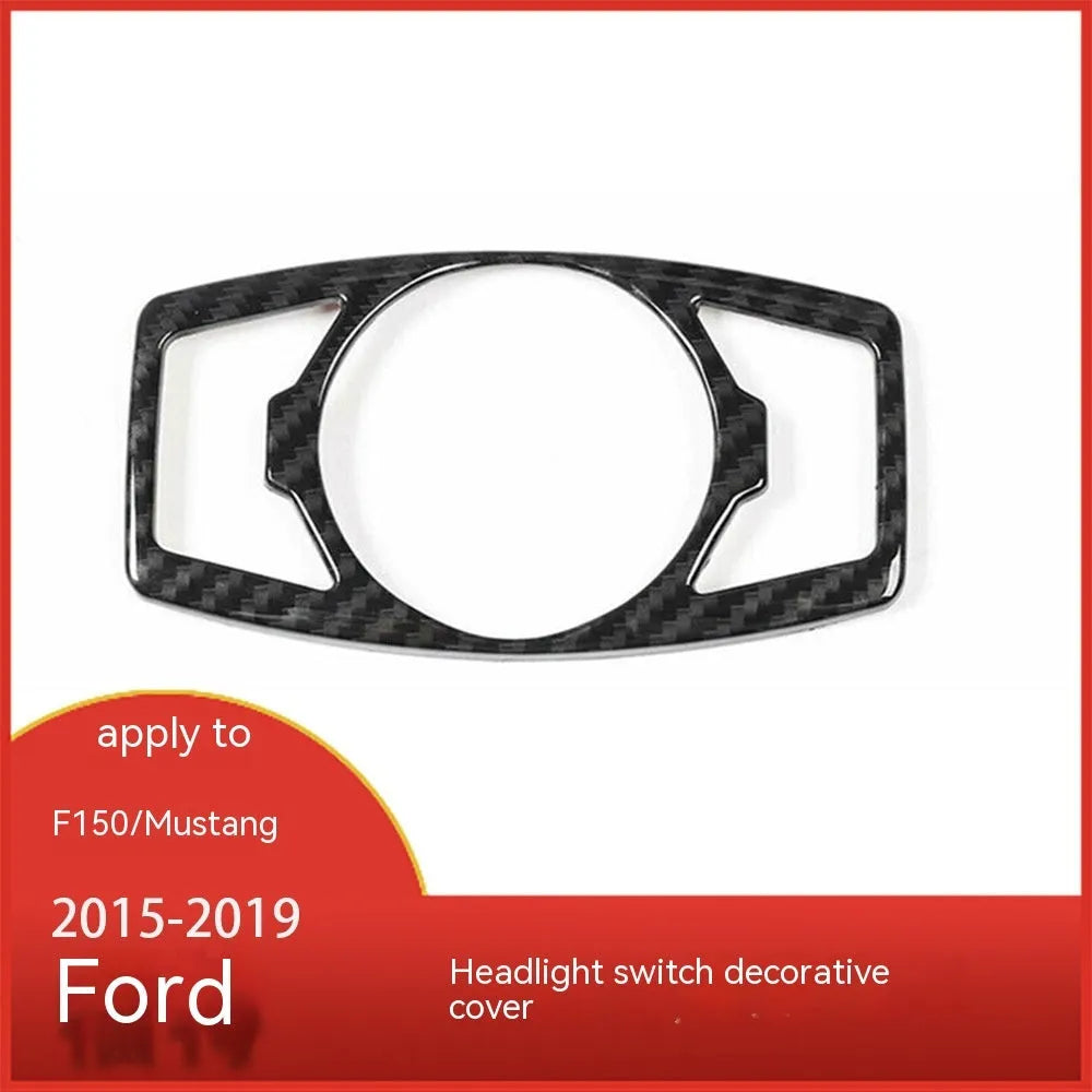 Carbon fibre pattern adhesive paster for Ford F150 Wild Horse headlight control panel 2015-2019