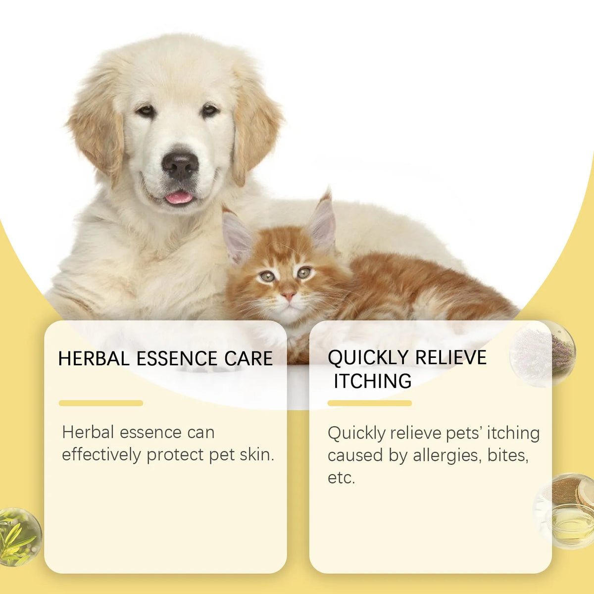 50ml pet skin care spray bottle with tea tree oil, lavender oil, glycerin, and silver ion for dogs and cats
