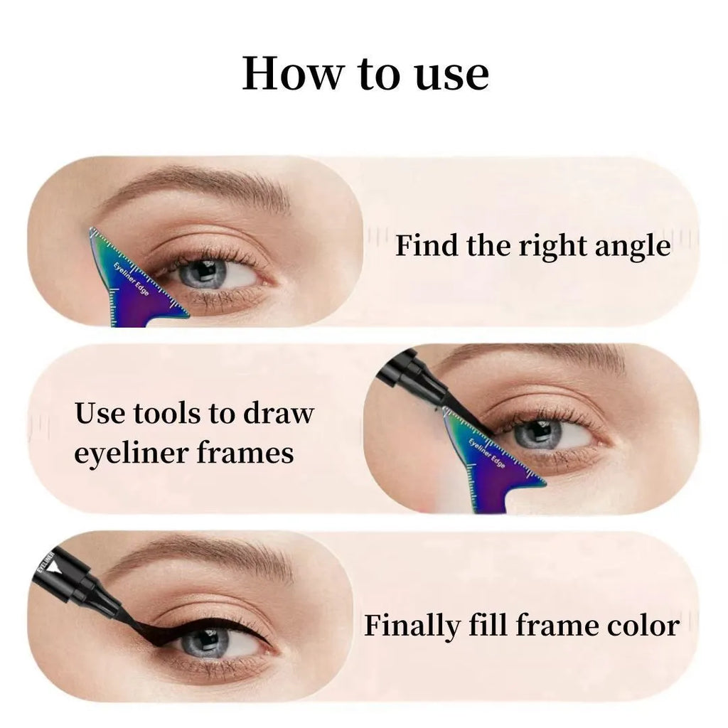 3-in-1 reusable eyeliner stencil tool for hooded eyes with winged eyeliner and contouring templates