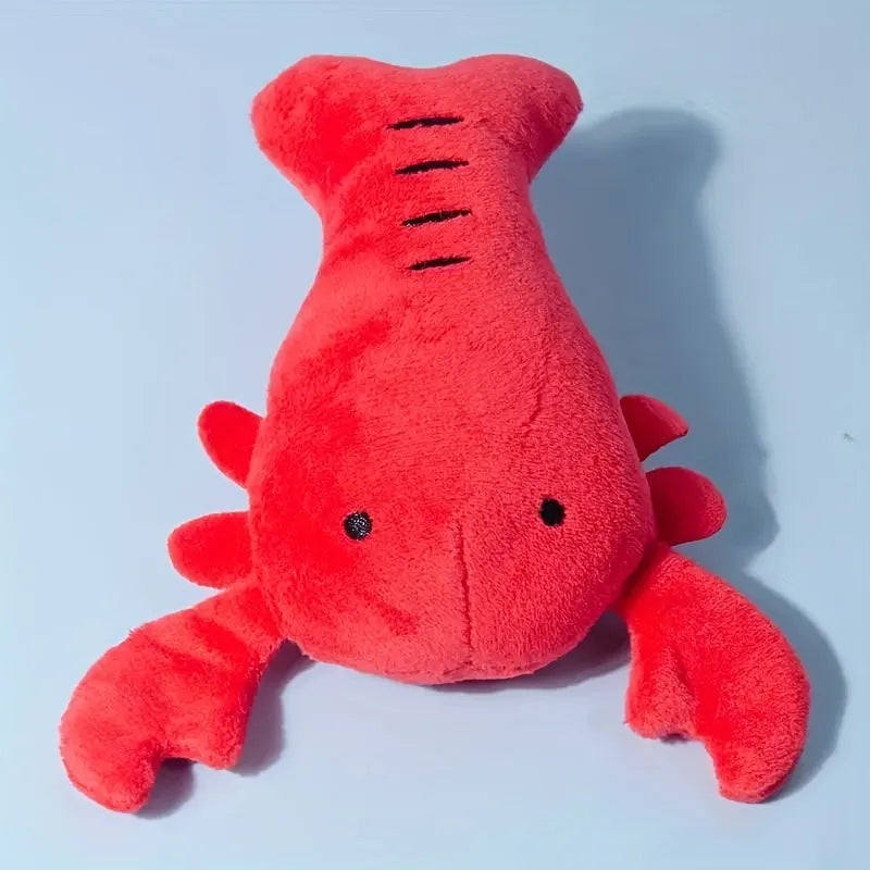 Red squeaky lobster stuffed dog toy with crab lobster design for small medium dogs