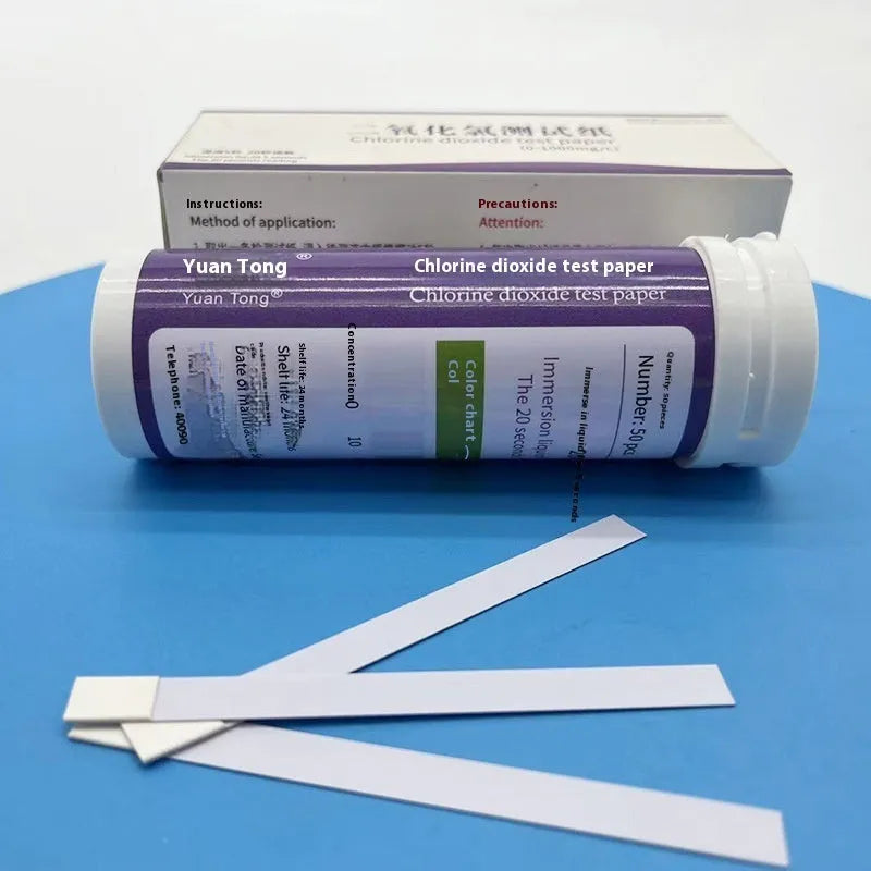 Chlorine dioxide test paper bottle containing 50 pieces for waste water concentration detection 0-1000mg/L range