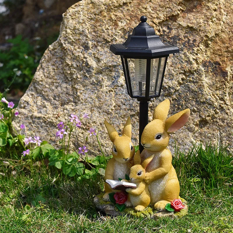 Hexagonal solar garden lamp in synthetic resin with American country design