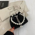 Fashion light diamond shoulder bag in bucket shape with chain strap and multiple pockets