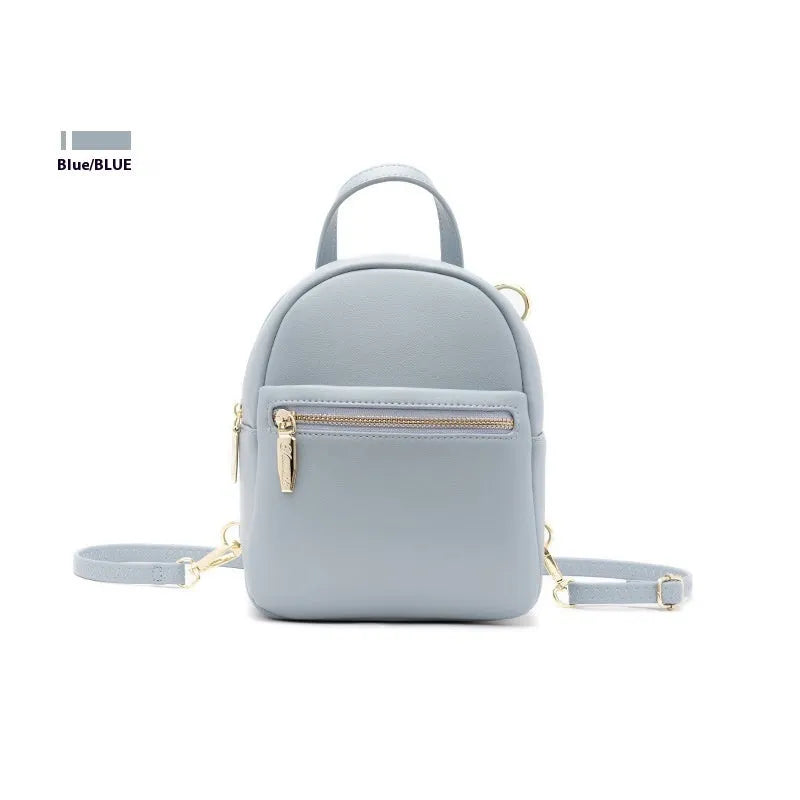 Soft PU mini backpack with large capacity and three-dimensional pocket in street trend style for daily matching