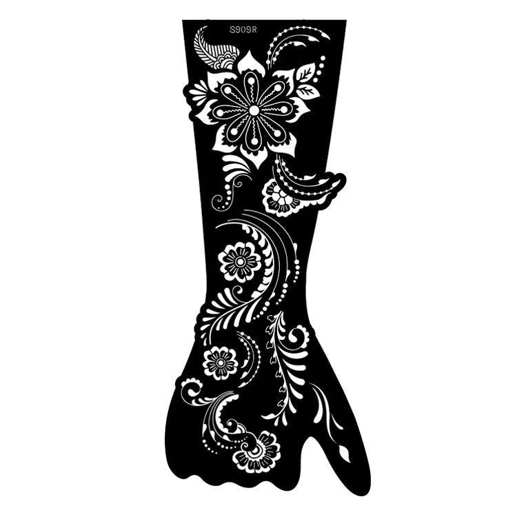 Set of geometric hollow template tattoo stickers showing 3D paper carving detail on sample designs.