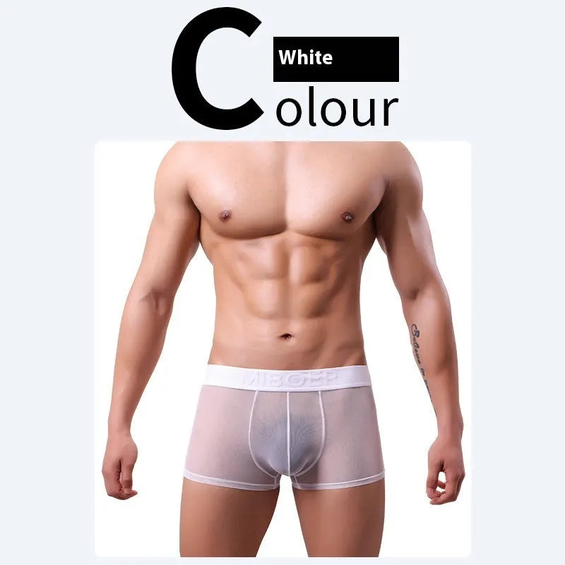 Men's thin breathable boxer shorts in solid colours with quick-drying polyester fabric