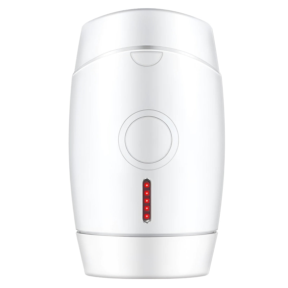 White home laser hair removal device with LCD display and five adjustment buttons