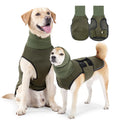 Dog wearing polyester anti-anxiety jacket in army green colour