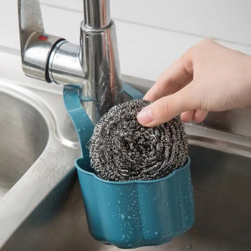 Nordic style plastic sink drain basket in dark blue with 20 x 10 x 7.5 cm dimensions