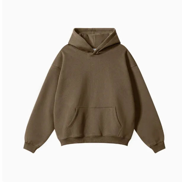 Men's cotton terry hooded sweater in loose fit with drop-shoulder sleeves available in multiple colours