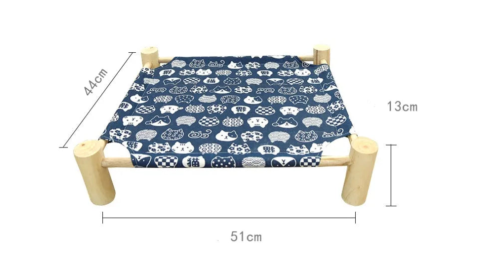 Wooden pet camping bed 44 x 51cm for cats and small pets in blue, grey, navy, pink, white or yellow
