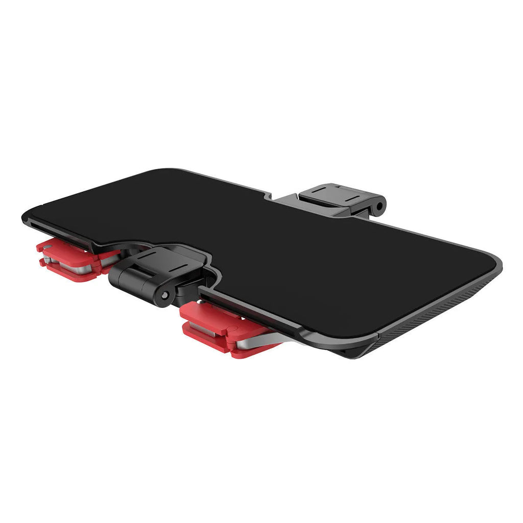 Black PG-9137 mobile phone game bracket with adjustable trigger and telescopic side clip extended.