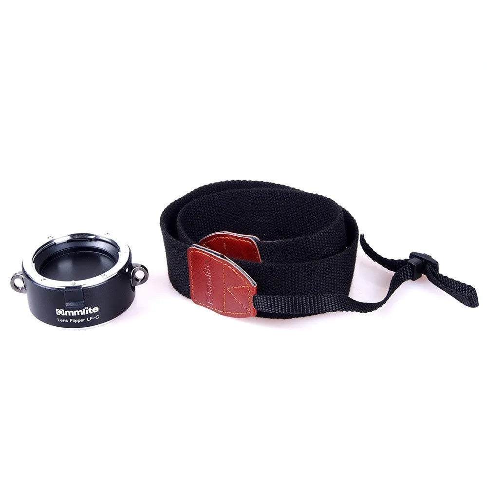 Aluminium alloy camera lens flipper dual holder with cotton shoulder strap for Canon Nikon Sony lenses