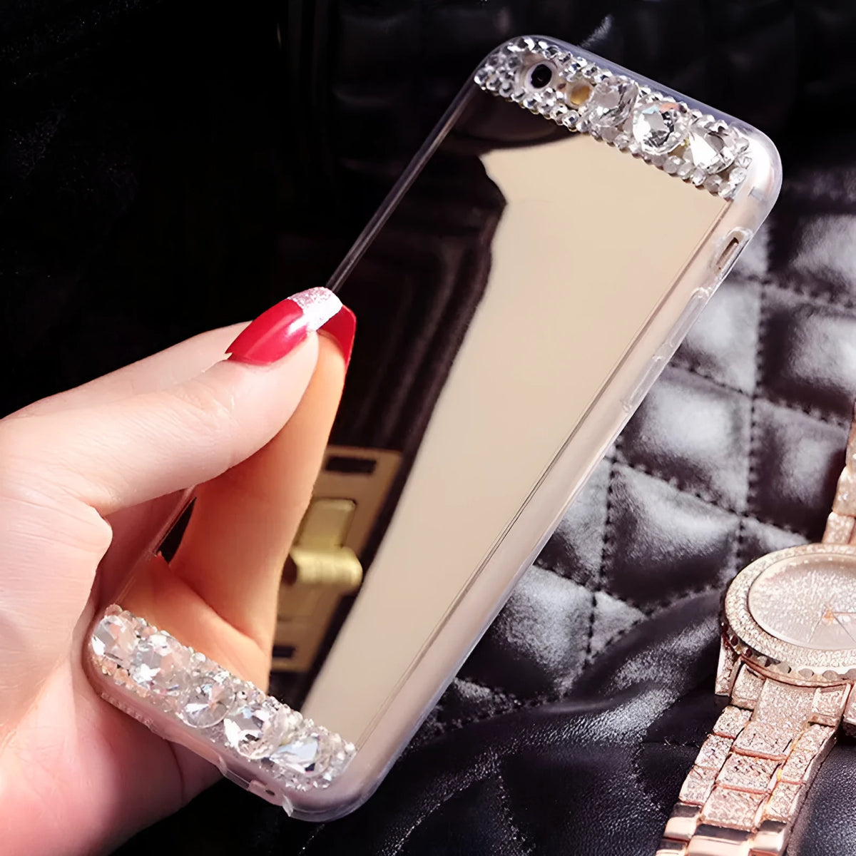 Gold rhinestone silicone back cover case for Huawei and Honor mobile phones