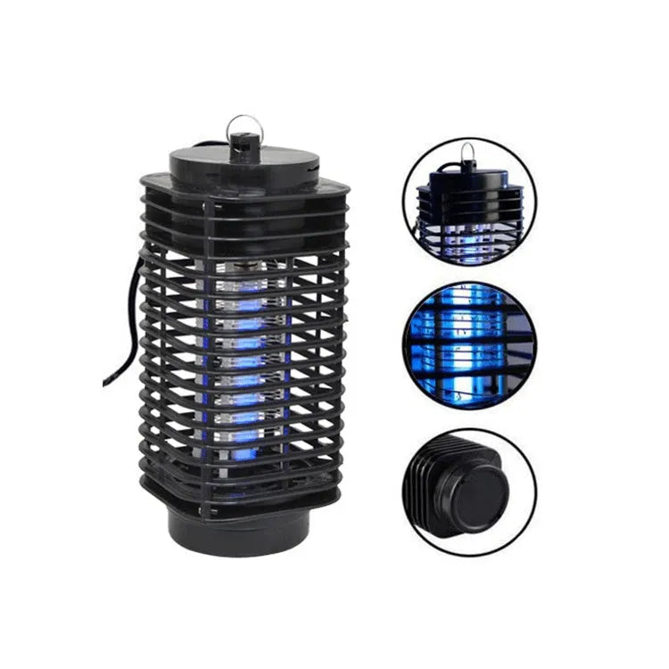 Black hanging electronic mosquito killer with metal grid for indoor insect control