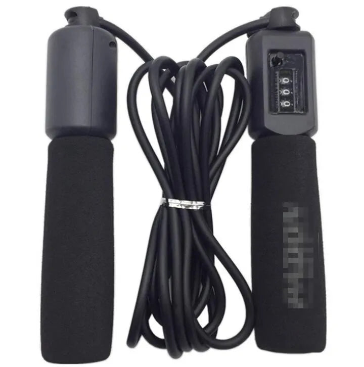 Adjustable length fitness skipping rope with sponge grip handles in multiple colour options