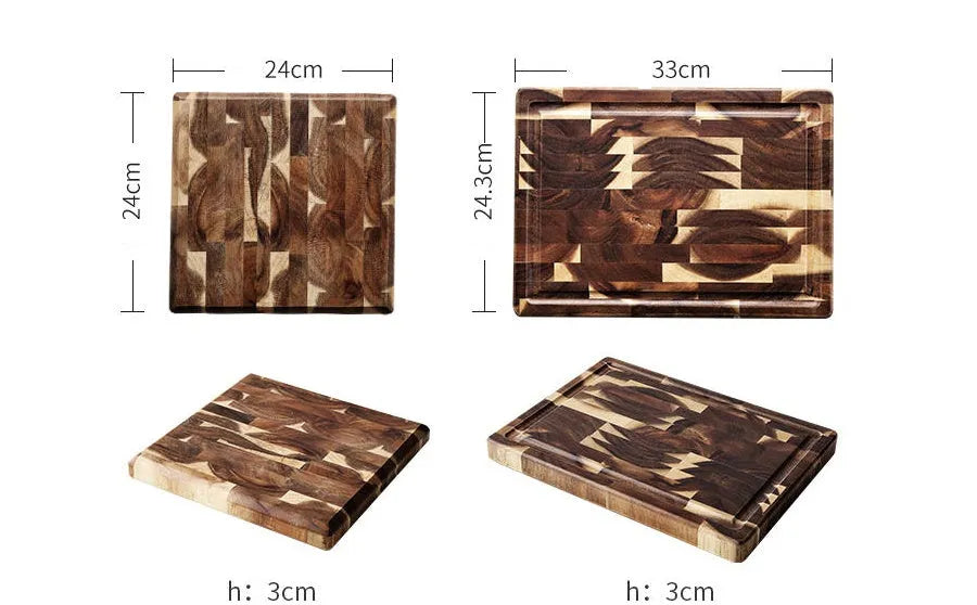 Brown parquet solid wood cutting board with 3cm thickness made from imported acacia