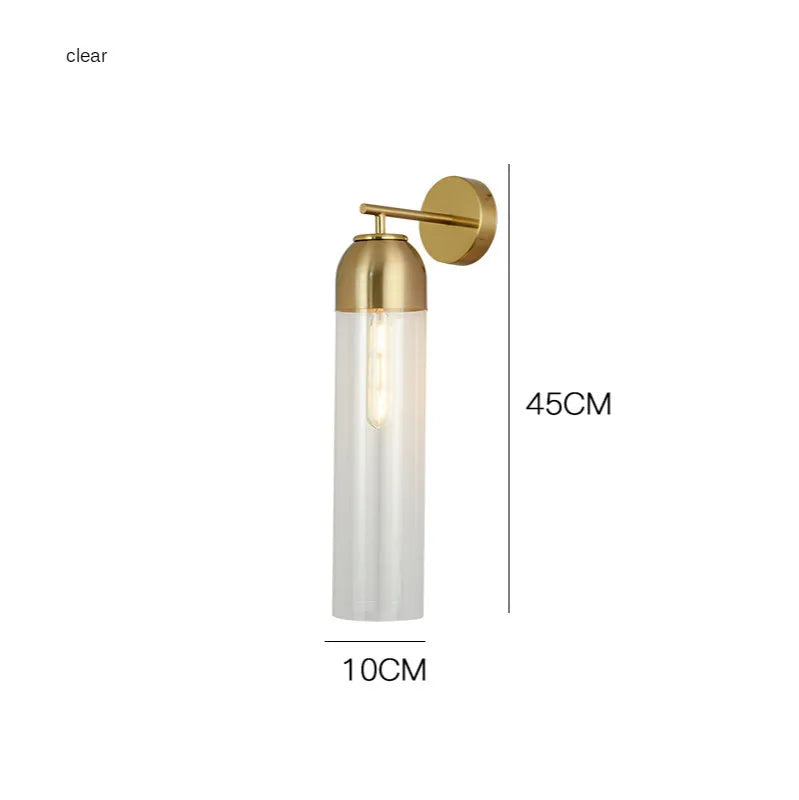 Nordic modern minimalist glass wall lamp with 450mm dimensions and E27 holder in living room setting