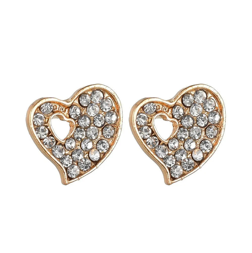 Women's gold-colour alloy jewellery set with heart, water drop and bell pendants including earrings and adjustable decorations