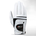 Summer thin section golf glove in real sheepskin leather with anti-skid particles, breathable pores and Velcro closure.