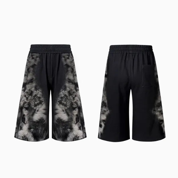 Printed loose trousers with matching hoodie set in street style with collage stitching detail