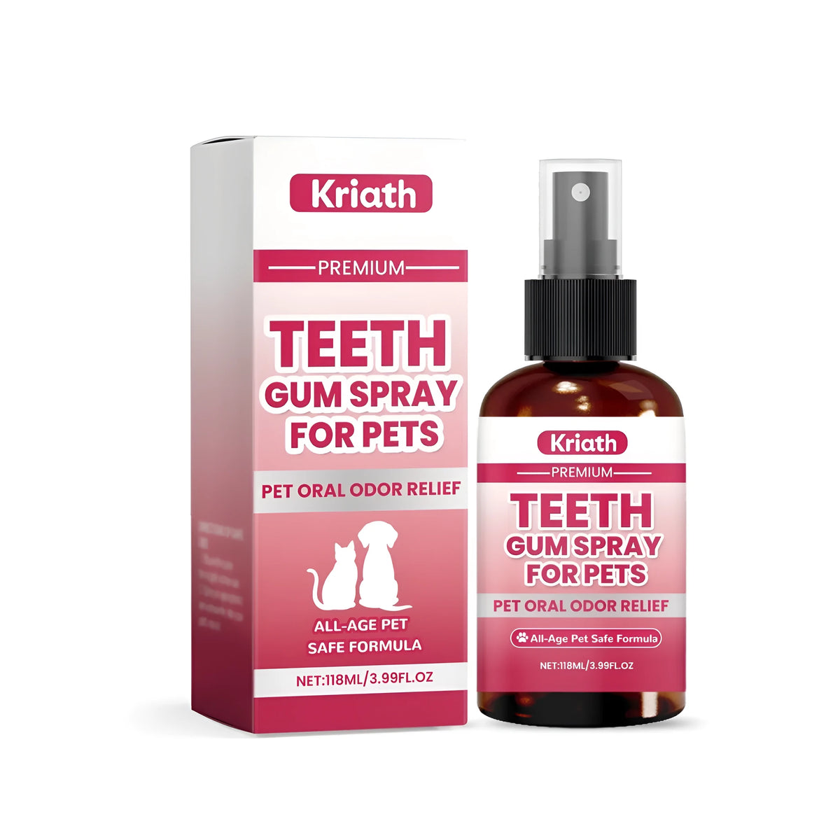 118ml bottle of pet oral spray for dog and cat teeth and gum care
