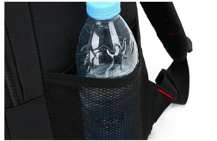 Oxford fabric backpack for teens with breathable padded straps and side zipper pockets in blue
