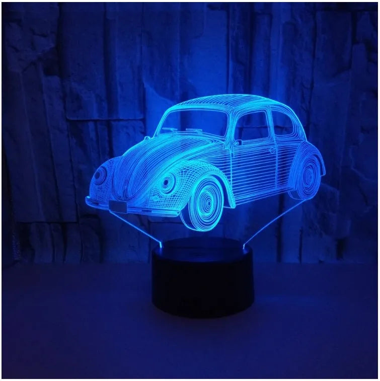Colourful 3D LED table lamp with acrylic shade and touch remote control
