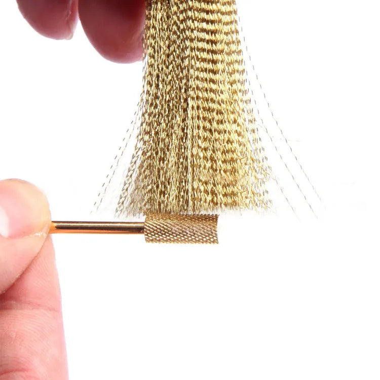 Gold metal nail beauty grinding head cleaning set with one alloy brush for manicure implements