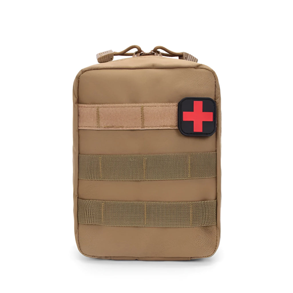 Tactical nylon medical accessory bag with Velcro fastening, shown in army green colour.