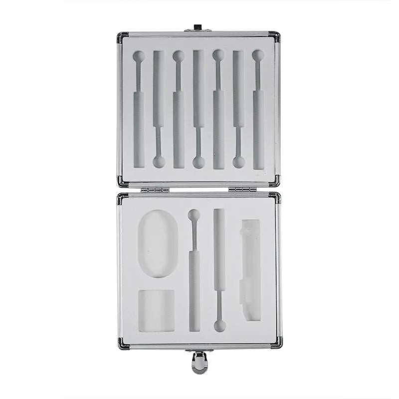 Silver aluminium storage box for TS100 soldering iron, dimensions 154mm by 147mm.