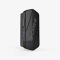 Black wearable air purifier necklace device with USB charging port, shown actual size.